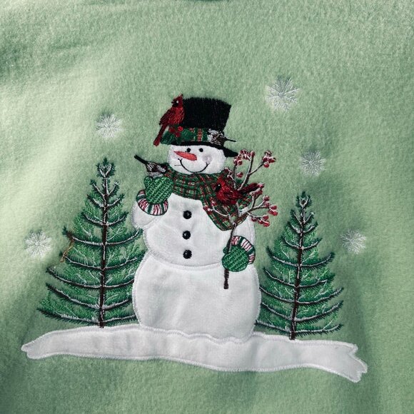 Christmas Womens Size M Snowman Fleece Top Holidays NWOT Embroidered Soft - Picture 7 of 8